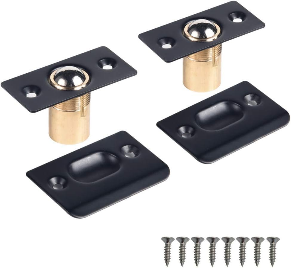 Door Ball Catch,Stainless Steel Adjustable Ball Catch Door Hardware (2Pcs(Black)