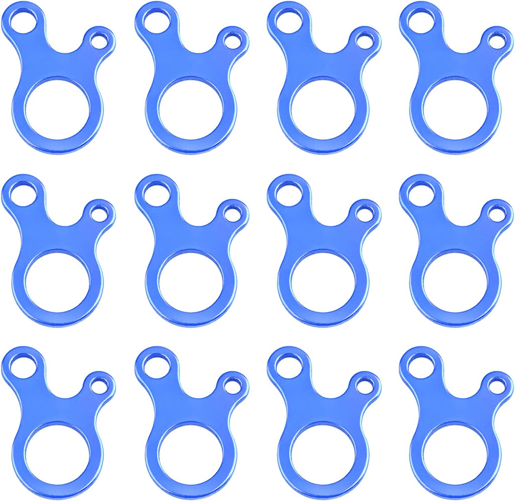 Guyline Cord Adjuster Rope Tensioner Tent Guy Line Paracord Tightener Loop Alien Aluminum Alloy for Camping Hiking (Blue (Snail Shape) - 12 Pack)