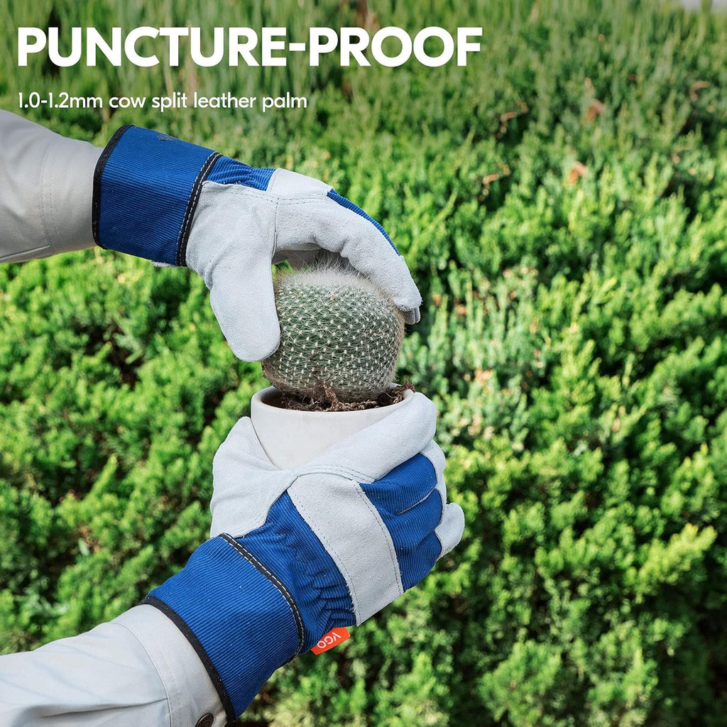 1-Pair Safety Leather Work Gloves - Men'S Gardening & Rigger Gloves (Size L, Orange, CB3501)