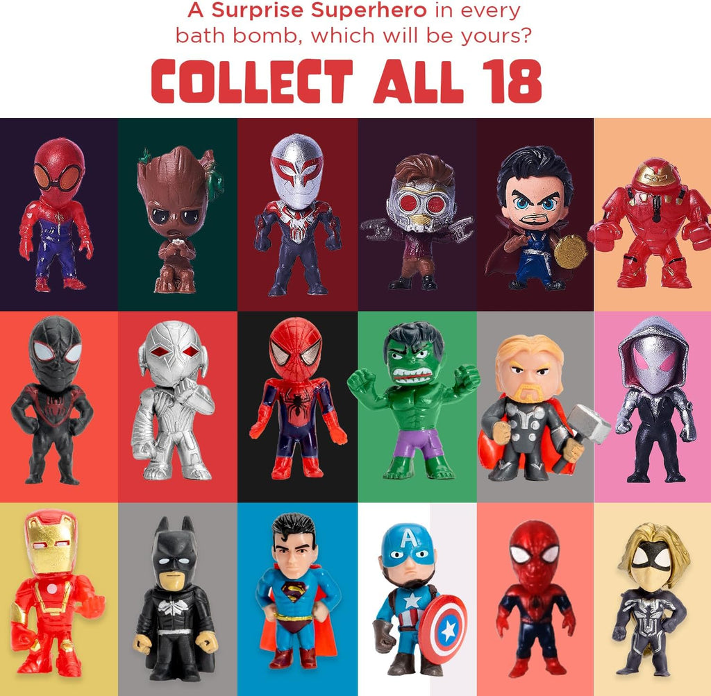 Superhero Bath Bombs for Kids with Surprise Toys inside (6 Pack) - Large Bubble Bomb Fizzies for Boys, Girls, & Toddlers - Fruity Scents, Relaxing Aromas, Made in USA, Birthday Gift by