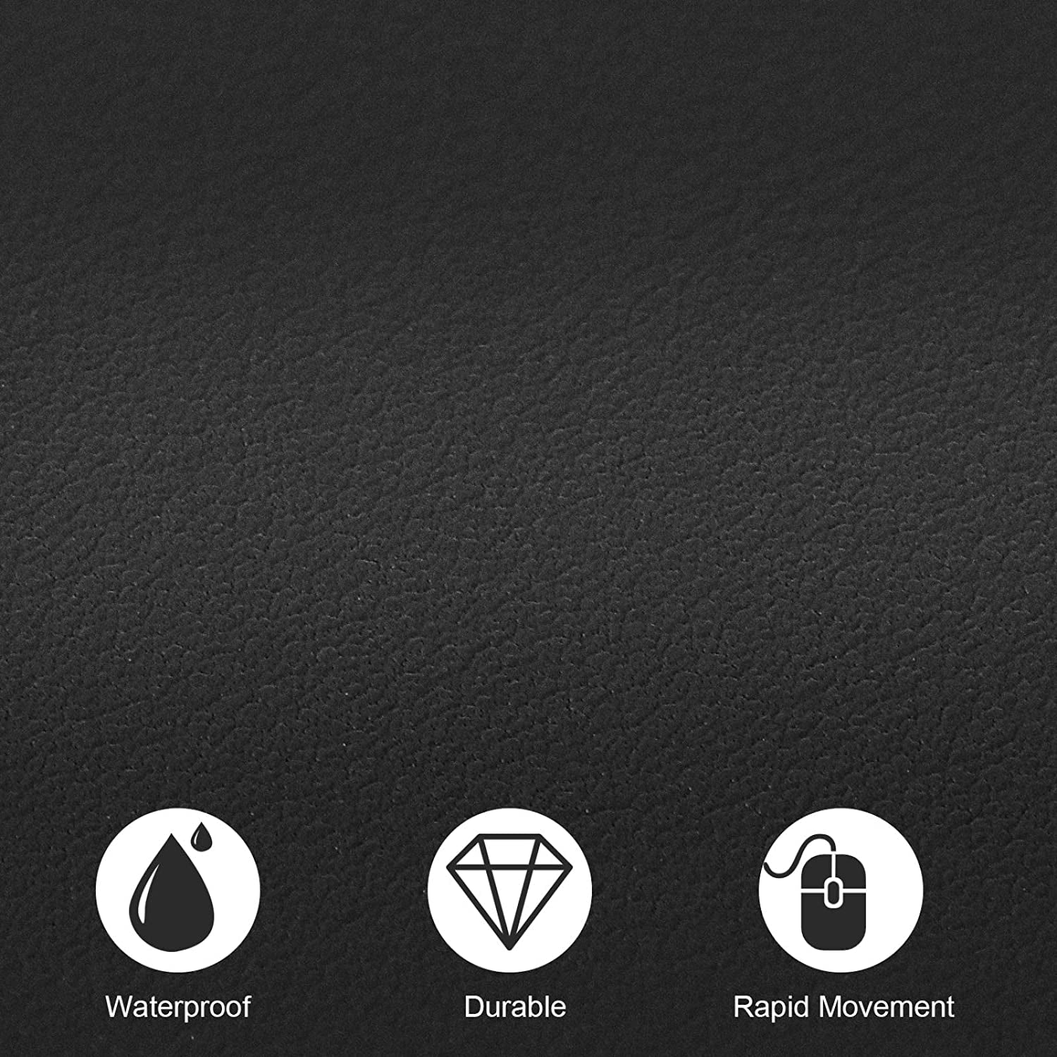 PU Leather Desk Pad with Suede Base, Multi-Color Non-Slip Mouse Pad, 24” X 14” Waterproof Desk Writing Mat, Large Desk Blotter Protector (Black)