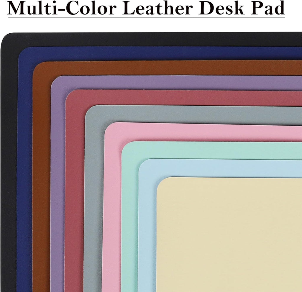PU Leather Desk Pad with Suede Base, Multi-Color Non-Slip Mouse Pad, 24” X 14” Waterproof Desk Writing Mat, Large Desk Blotter Protector (Black)
